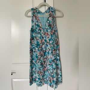Rebecca Taylor Blue Floral Dress with Waist Tie size 2